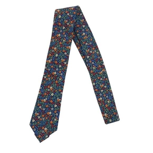 Goodfellow & Co Neck Tie Mens Blue Multi Floral Pointed Woven Colorful - Picture 2 of 5